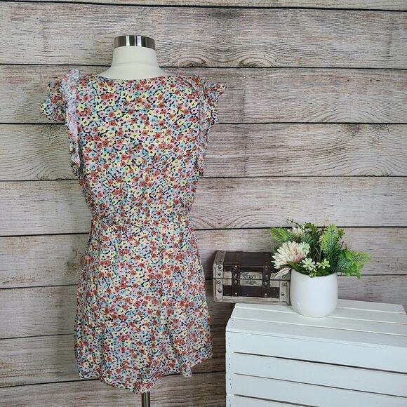 BCBGeneration Dorchester Floral Ditsy Ruffle Sleeve Mini Dress Medium - Picture 3 of 5